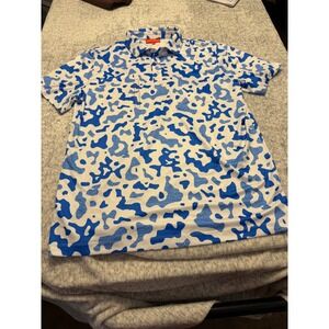 RedVanly Golf Polo Shirt Men's Large Blue White Print S.s.  Athletic luxury